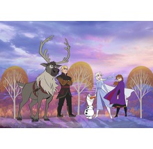 Scène avec des personnages du film La Reine des neiges 2, dont le renne Sven, Kristoff, le bonhomme de neige Olaf, Elsa et Anna.