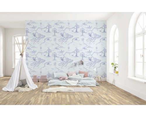 Chambre d''enfant avec tipi et papier peint à motif de paysage