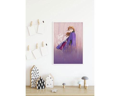 Image murale décorative avec Anna de La Reine des neiges avec inscription dans une pièce lumineuse