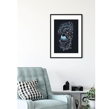 Gerahmtes Wandbild mit stilisierter Jasmin-Illustration