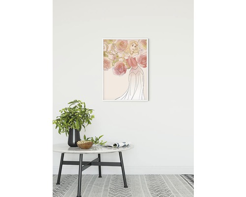 Tableau mural décoratif avec une princesse de conte de fées et des roses