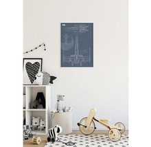 Chambre d''enfant avec une affiche au mur représentant un vaisseau spatial
