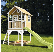 Cabane de jeux en bois avec toboggan et bac à sable pour le jardin