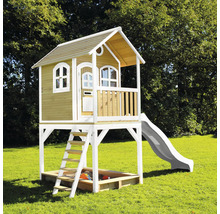 Holzspielhaus mit Rutsche, Leiter und Sandkasten für den Garten