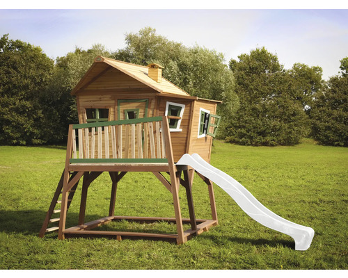 Maisonnette avec toboggan en bois pour le jardin