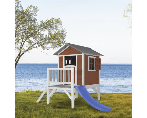 Maisonnette en bois avec toboggan pour le jardin