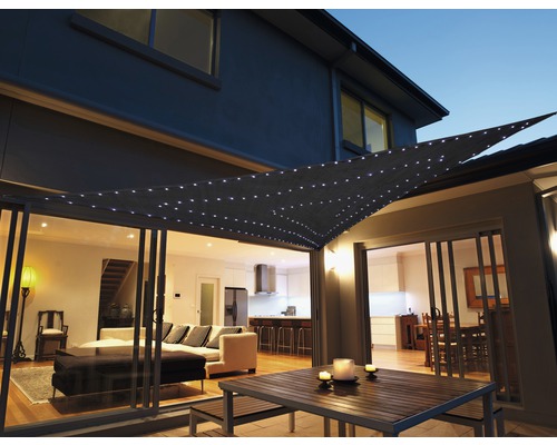 PeddyShiel Dreiecksonnensegel 3,6 x 3,6 x 3,6 m, mit LED Beleuchtung, HDPE wind- und wasserdurchlässig, dunkelgrau PeddyShiel Dreiecksonnensegel 3,6 x 3,6 x 3,6 m, mit LED Beleuchtung, HDPE wind- und wasserdurchlässig, dunkelgrau