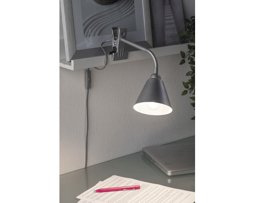 Lampe de bureau à pince Vitis 1 x E14 20 W gris