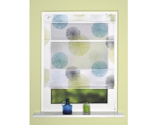 Store romain décoratif avec motif devant une fenêtre