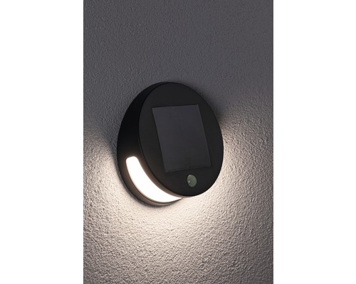 Schwarze Solar-Wandleuchte mit Bewegungsmelder