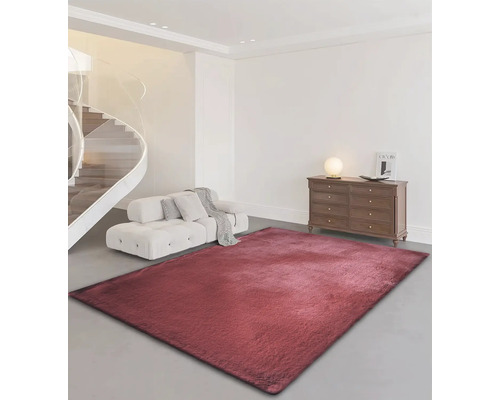 Salon avec tapis doux, canapé et commode