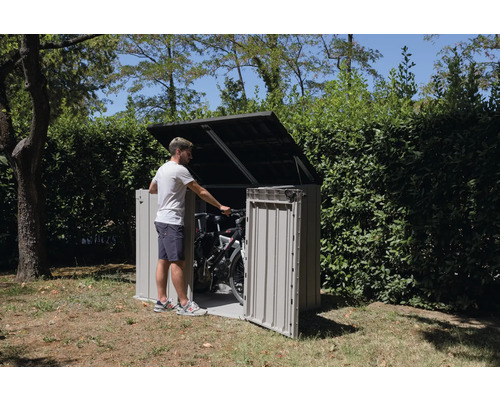 Mülltonnenbox, Fahrradgarage Stora Way Plus 2XL inkl. Gasdruckfedern 178 x 109 x 140 cm grau