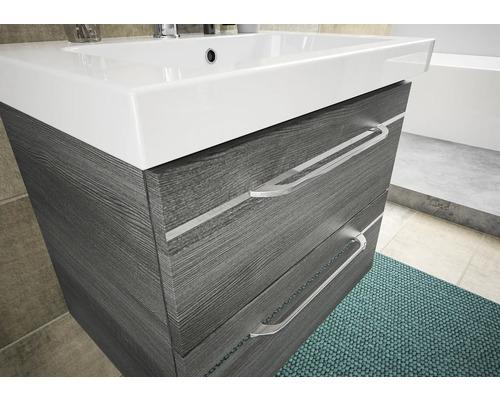 Meuble sous-vasque avec deux tiroirs et vasque à poser dans la salle de bain