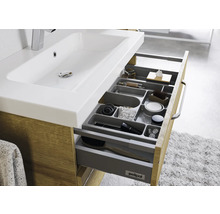 Meuble sous-lavabo avec tiroirs coulissants et système de rangement pour accessoires de salle de bain