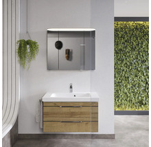 Ensemble de meuble-lavabo de salle de bains avec armoire de toilette à miroir et deux tiroirs