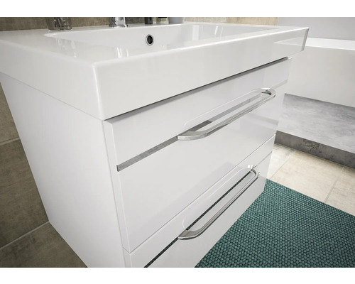 Waschtischunterschrank mit zwei Schubladen und Aufsatzwaschbecken