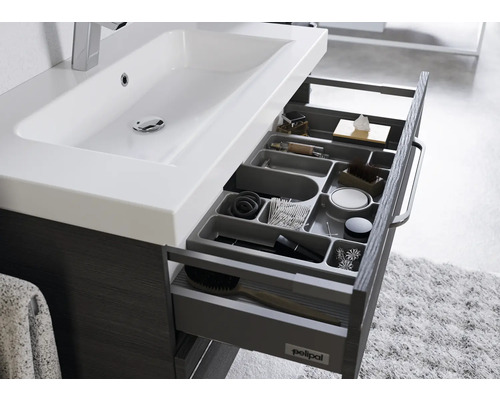 Waschtischunterschrank mit offenem Schubladenfach für Badaccessoires