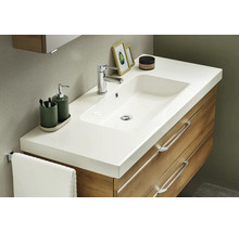 Badezimmer Waschtisch mit Waschbecken, Armatur und Holzunterschrank