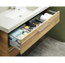 Meuble sous-lavabo avec tiroirs et accessoires de salle de bain