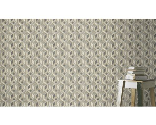 Tapete mit geometrischem Muster und dreidimensionaler Optik