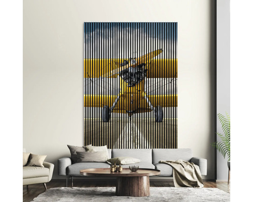 Image murale décorative avec motif d''avion jaune dans le salon