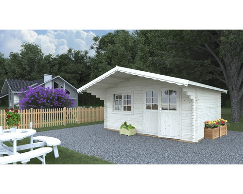 Abri de jardin Palmako Sally 15.5 m² avec plancher et auvent 450x360 cm imprégné par immersion