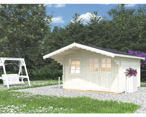 Abri de jardin Palmako Sally 12.3 m² avec plancher et auvent 360x360 cm naturel