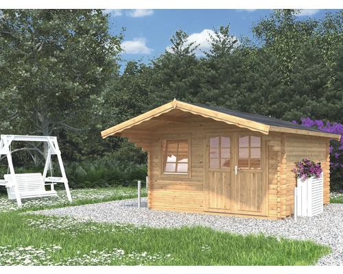 Gartenhaus Palmako Sally 12,3 m² inkl. Fussboden und Vordach 426 x 530 cm tauchgrundiert braun