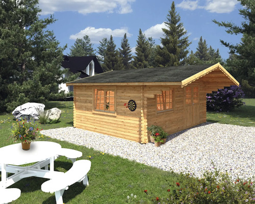 Gartenhaus Palmako Sally 19,1 m² inkl. Fussboden und Vordach 577 x 560 cm tauchgrundiert braun