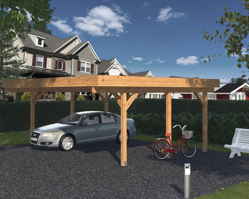 Carport double Palmako Karl 20,6 m² 600x512 cm marron