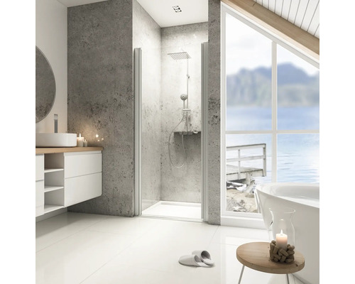 Porte de douche dans une niche Schulte ExpressPlus Garant 80 cm verre transparent, couleur du profilé aluminium
