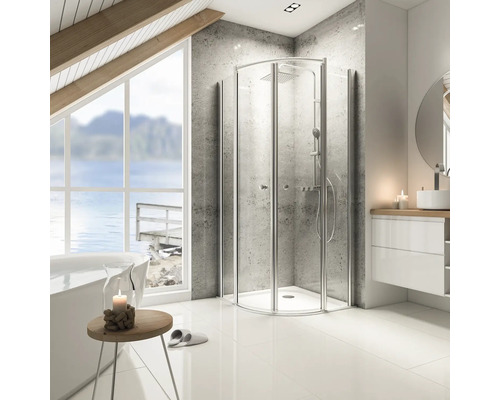 Douche ronde Schulte Garant Bella II 800x800x2000mm verre véritable transparent clair effet chromé