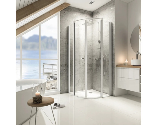 Douche ronde Schulte Garant Bella II 800x800x2000mm verre véritable transparent clair alu nature