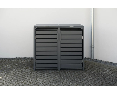 Doppelter Mülltonnenbox aus Aluminium für den Aussenbereich