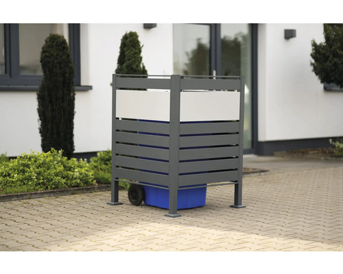 Mülltonnenbox mit Lamellenstruktur und Mülltonne