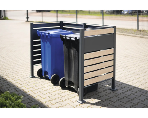 Cache-poubelle pour deux poubelles