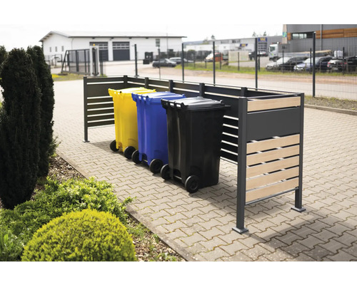 Cache-conteneurs avec poubelles à l''extérieur