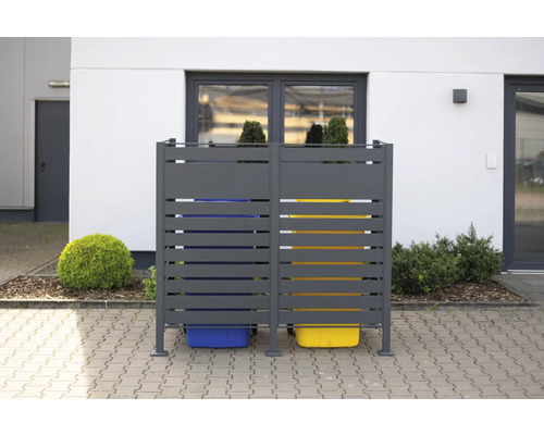 Cache-poubelle avec deux poubelles