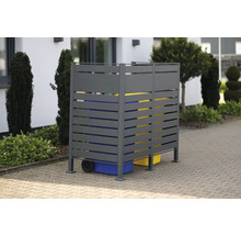 Cache-conteneurs à trois compartiments avec poubelles