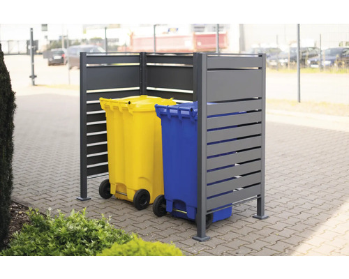 Cache-conteneurs avec deux poubelles