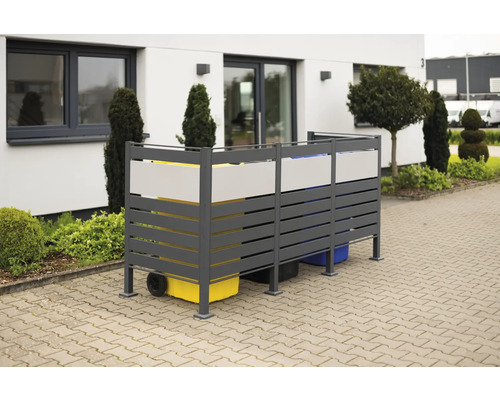 Cache-poubelles avec trois poubelles