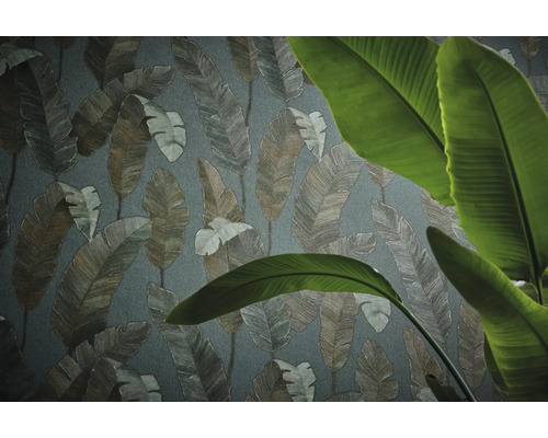 Papier peint avec motif de feuilles tropicales