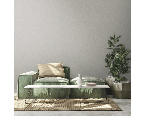 Salon avec canapé modulable, table d''appoint, plante d''intérieur et tapis
