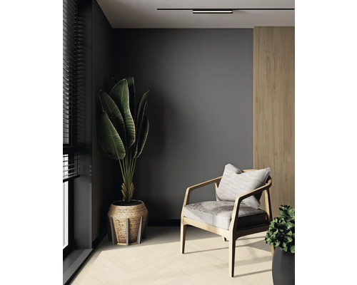 Salon avec fauteuil, plante d''intérieur et décor minimaliste