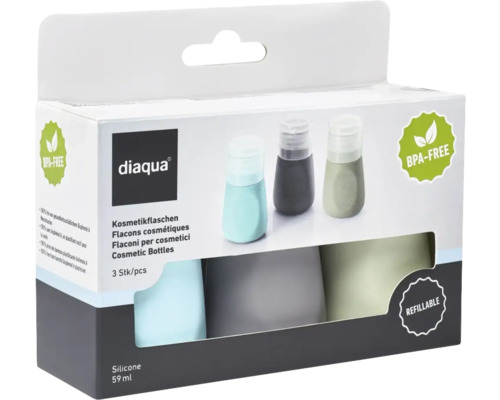 Ensemble de flacons à cosmétiques Diaqua avec trois flacons en silicone rechargeables de 59 ml, sans BPA