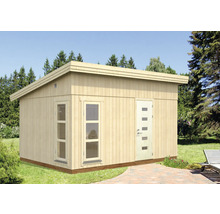 Abri de jardin moderne en bois avec porte et fenêtres