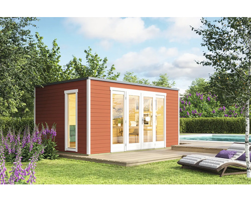 Abri de jardin Outdoor Life Palermo 2 avec plancher 450 x 302.5 cm rouge de Falun