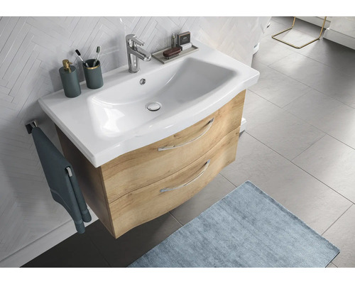 Waschtischunterschrank mit Waschbecken und zwei Schubladen im Badezimmer