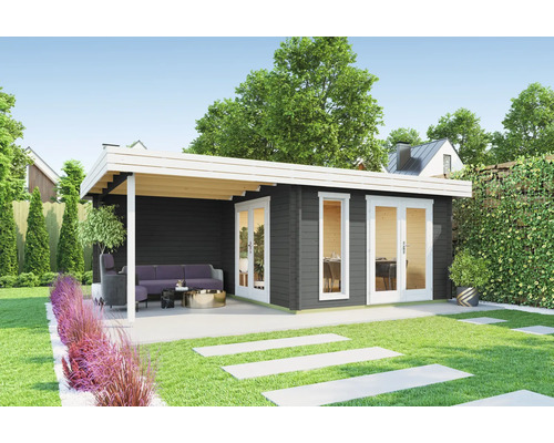 Abri de jardin Outdoor Life Anders avec plancher, toiture latérale avec paroi arrière 632 x 360 cm gris carbone
