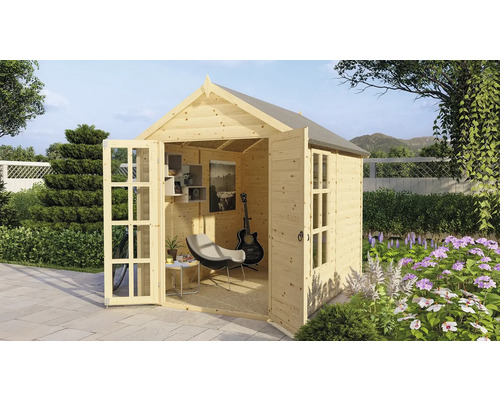 Gartenhaus Konsta Blockhaus LUX 19 mm mit Fussboden 201 x 253 cm natur